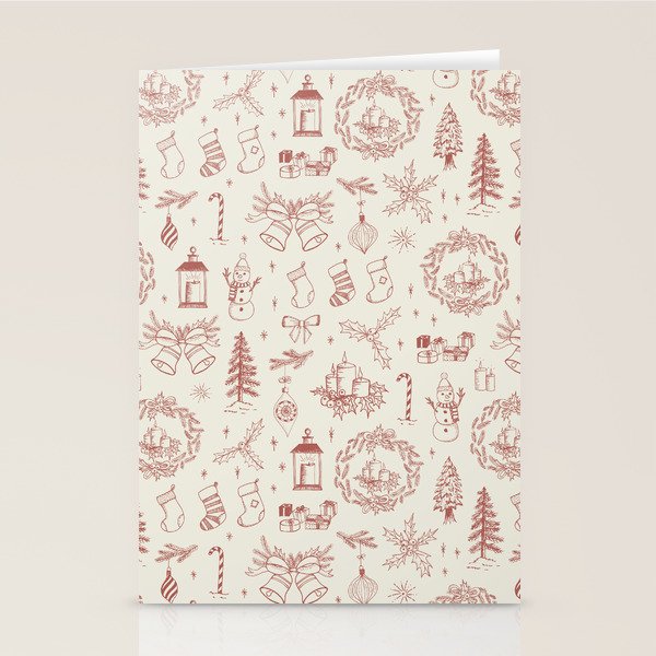 Christmas Toile // Vintage Red Stationery Card Gallery Image 1