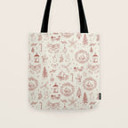 Christmas Toile // Vintage Red Tote Bag Gallery Image 1