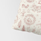 Christmas Toile // Vintage Red Pillow Sham Gallery Image 4