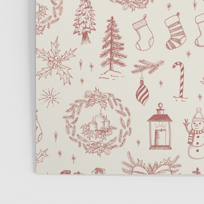 Christmas Toile // Vintage Red Poster Gallery Image 3