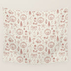Christmas Toile // Vintage Red Wall Tapestry Gallery Image 4