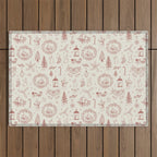 Christmas Toile // Vintage Red Outdoor Rug Gallery Image 1