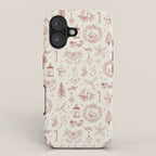 Christmas Toile // Vintage Red iPhone Case Gallery Image 1