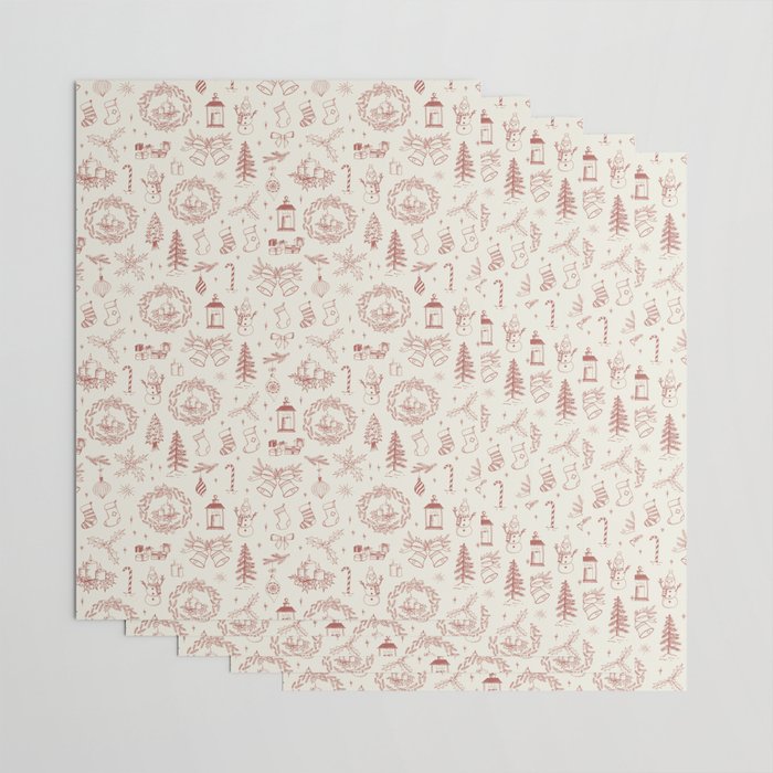 Christmas Toile // Vintage Red Wrapping Paper Gallery Image 3