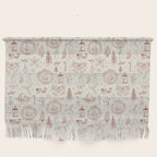 Christmas Toile // Vintage Red Wall Hanging Gallery Image 1