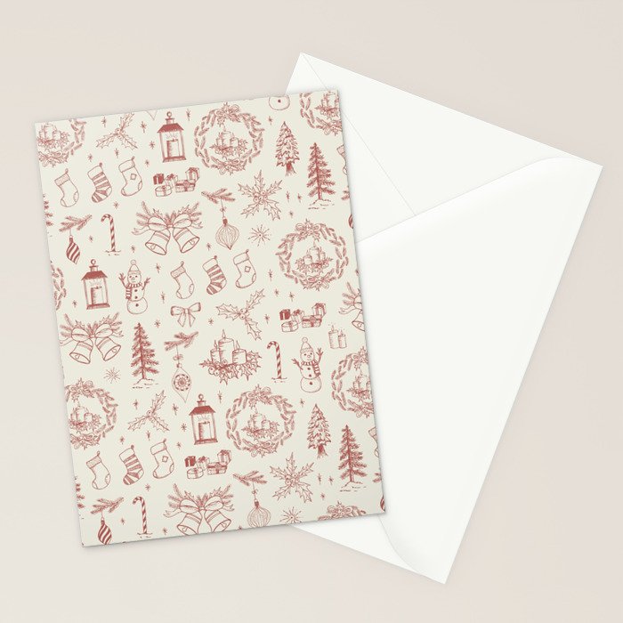 Christmas Toile // Vintage Red Stationery Card Gallery Image 2