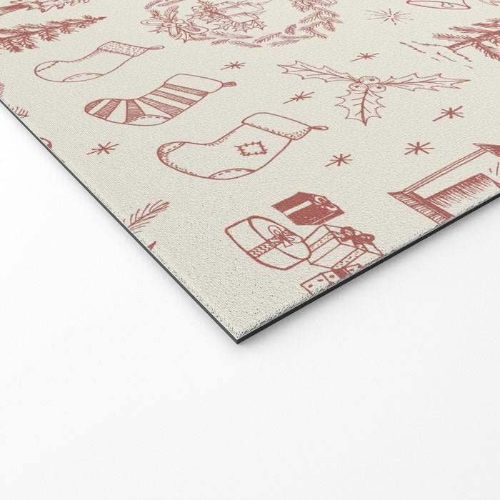 Christmas Toile // Vintage Red Welcome Mat Gallery Image 2
