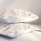 Christmas Toile // Vintage Red Pillow Sham Gallery Image 3