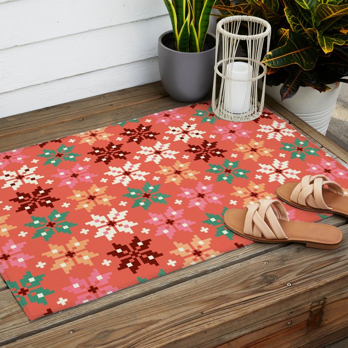 Winter Quilt Pattern no2 Outdoor Rug Gallery Image 2