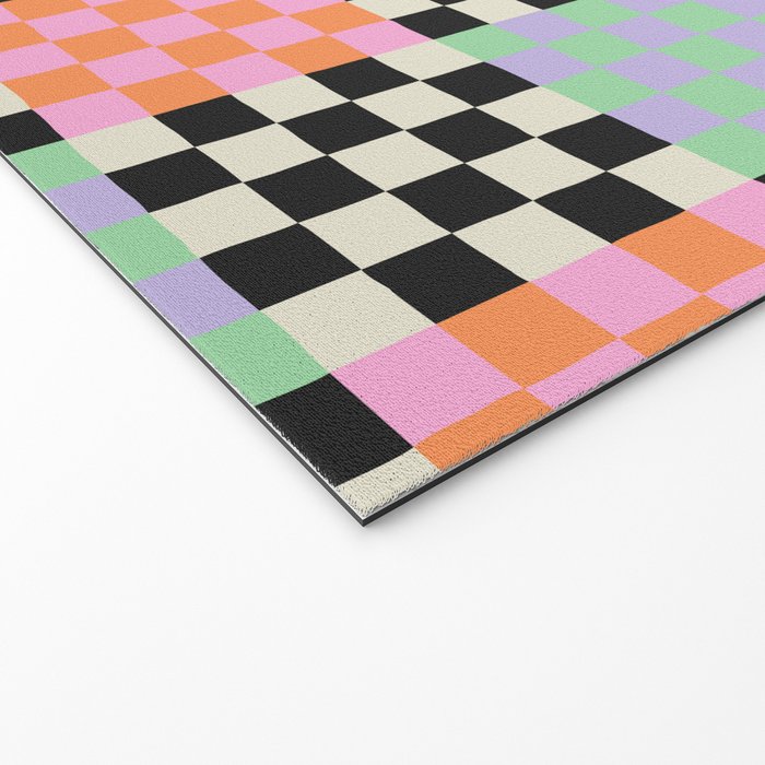Colorful retro checkered patchwork pattern Welcome Mat Gallery Image 2
