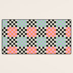 Colorful retro checkered patchwork pattern Desk Mat Gallery Image 3