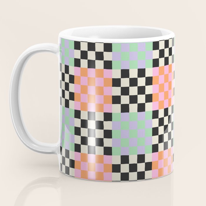 Colorful retro checkered patchwork pattern Coffee Mug Gallery Image 3