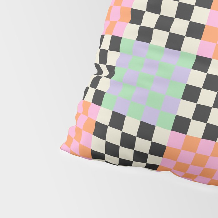 Colorful retro checkered patchwork pattern Pillow Sham Gallery Image 4