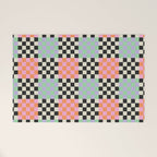 Colorful retro checkered patchwork pattern Welcome Mat Gallery Image 1