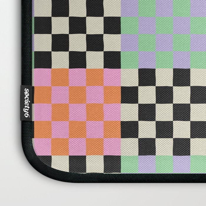 Colorful retro checkered patchwork pattern Laptop Sleeve Gallery Image 3
