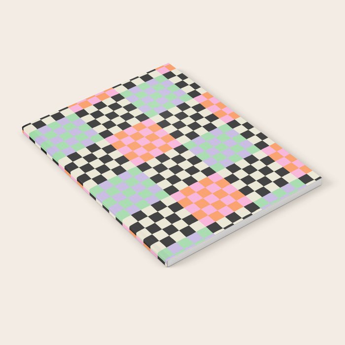 Colorful retro checkered patchwork pattern Notebook Gallery Image 2