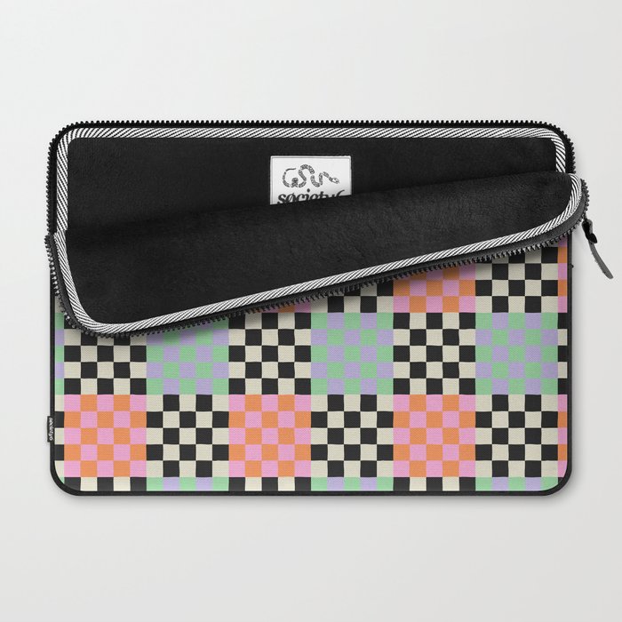 Colorful retro checkered patchwork pattern Laptop Sleeve Gallery Image 2