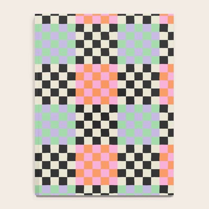 Colorful retro checkered patchwork pattern Notebook Gallery Image 4