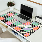 Colorful retro checkered patchwork pattern Desk Mat Gallery Image 2
