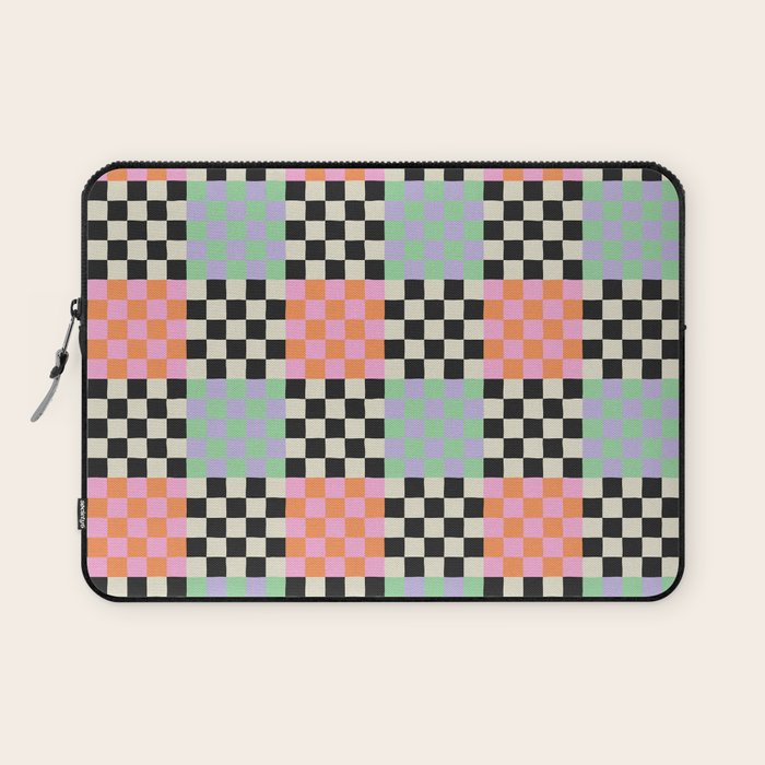 Colorful retro checkered patchwork pattern Laptop Sleeve Gallery Image 1