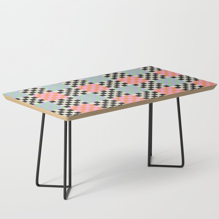 Colorful retro checkered patchwork pattern Coffee Table Gallery Image 1