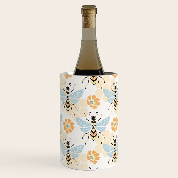 Honey Bee Abstract Pattern Wine Chiller Gallery Image 1