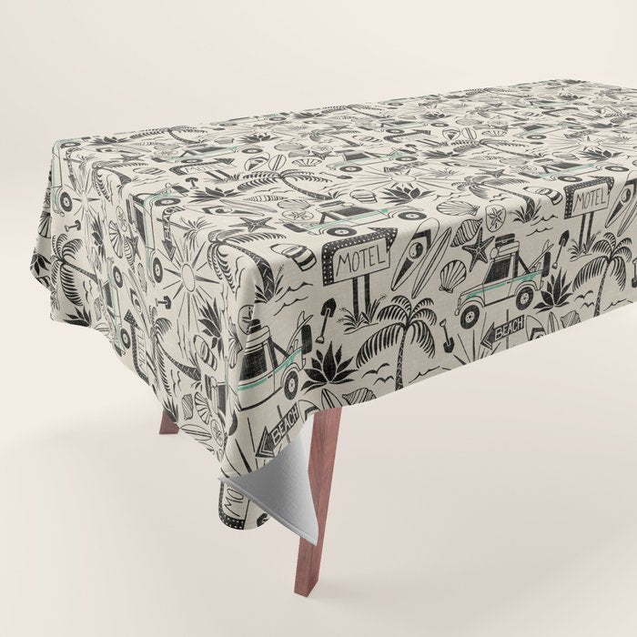 Baja - black and teal Tablecloth Gallery Image 1