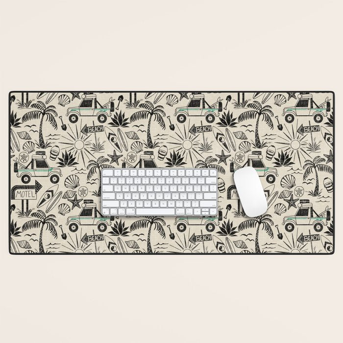 Baja - black and teal Desk Mat Gallery Image 1