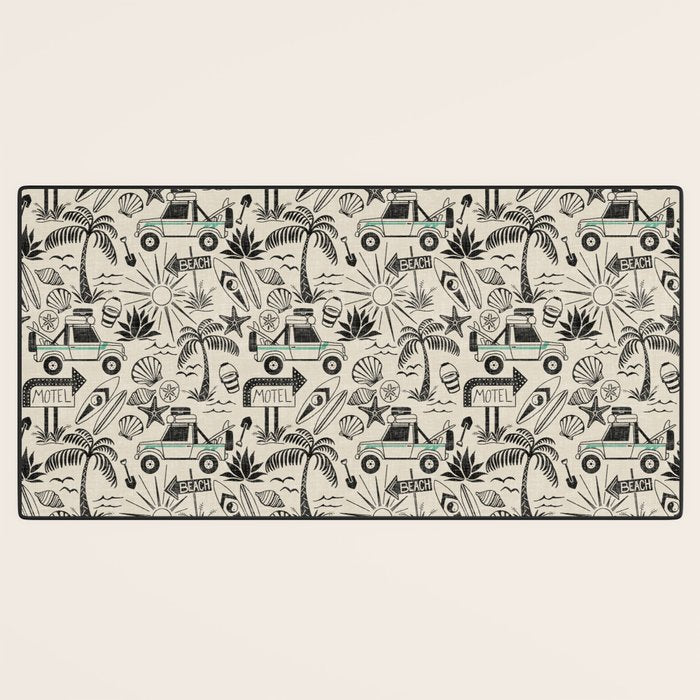 Baja - black and teal Desk Mat Gallery Image 3