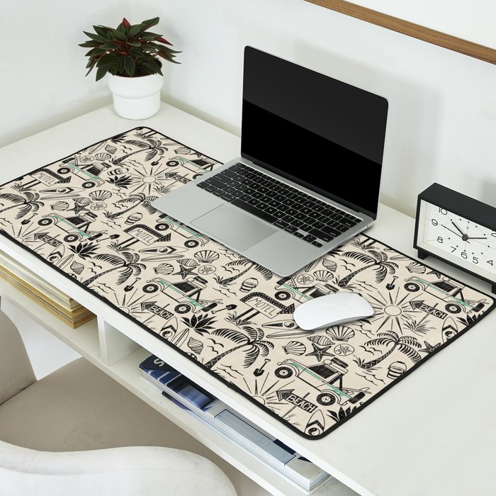 Baja - black and teal Desk Mat Gallery Image 2
