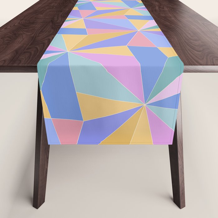 Kaleidoscope Tile Pattern V Bright Pastel Table Runner Gallery Image 1