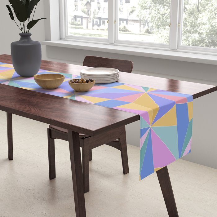 Kaleidoscope Tile Pattern V Bright Pastel Table Runner Gallery Image 2