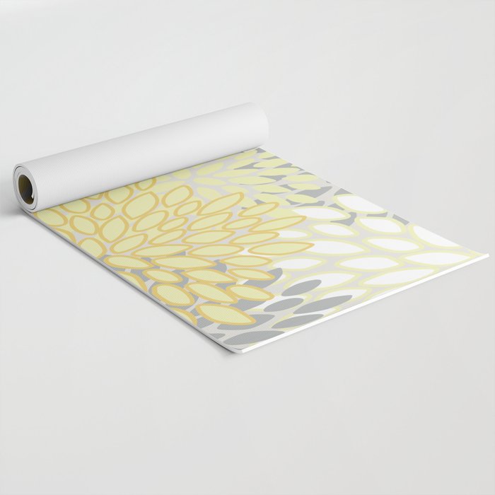 Floral Prints, Soft, Yellow and Gray, Modern Print Art Yoga Mat Gallery Image 2