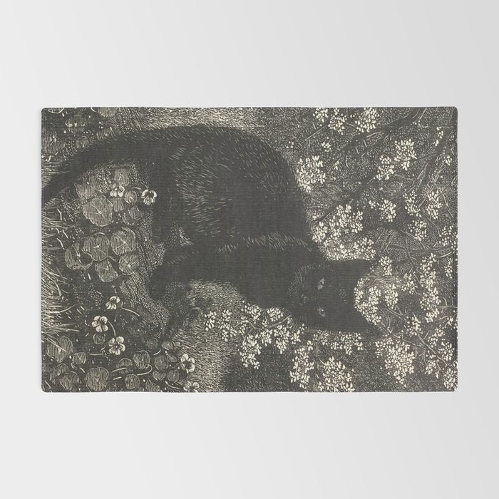The witch - Lionel Lindsay - Wood Engraving Print Black Cat Gothic Rug Gallery Image 2