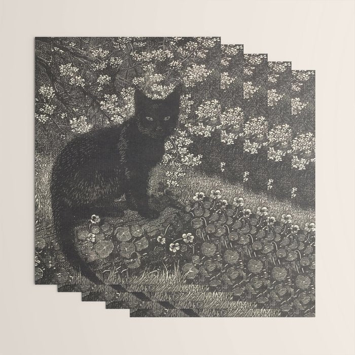 The witch - Lionel Lindsay - Wood Engraving Print Black Cat Gothic Wrapping Paper Gallery Image 3