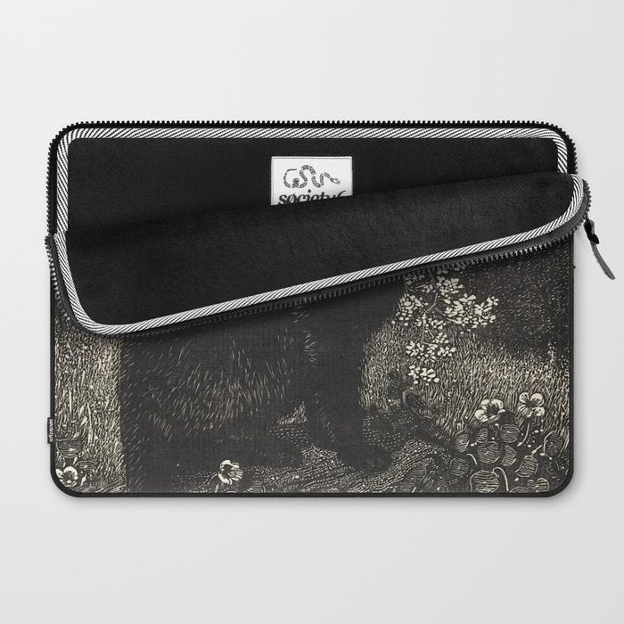 The witch - Lionel Lindsay - Wood Engraving Print Black Cat Gothic Laptop Sleeve Gallery Image 2