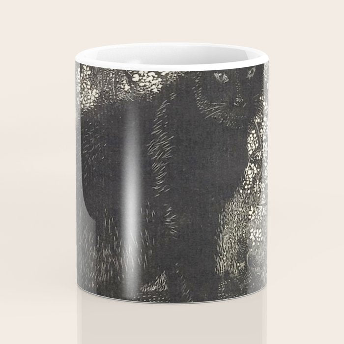 The witch - Lionel Lindsay - Wood Engraving Print Black Cat Gothic Coffee Mug Gallery Image 4