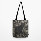 The witch - Lionel Lindsay - Wood Engraving Print Black Cat Gothic Tote Bag Gallery Image 2