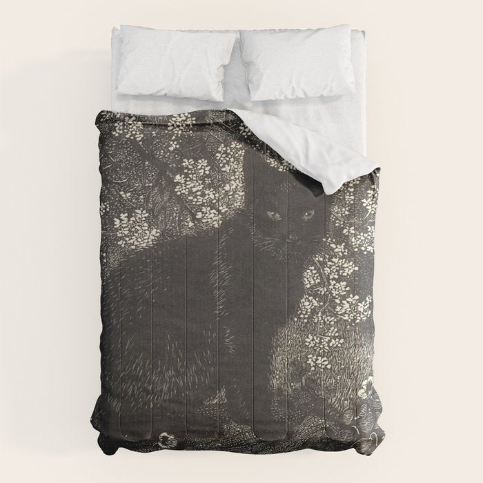 The witch - Lionel Lindsay - Wood Engraving Print Black Cat Gothic Comforter Gallery Image 6