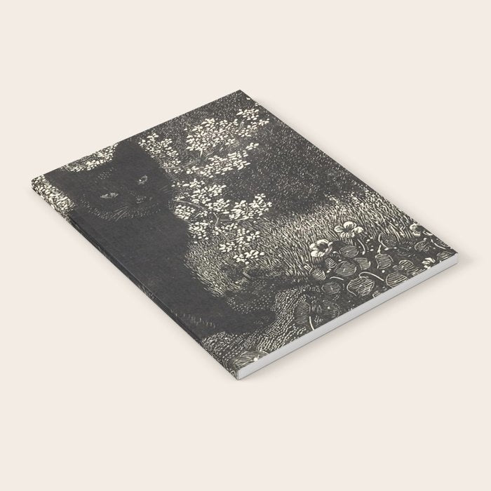 The witch - Lionel Lindsay - Wood Engraving Print Black Cat Gothic Notebook