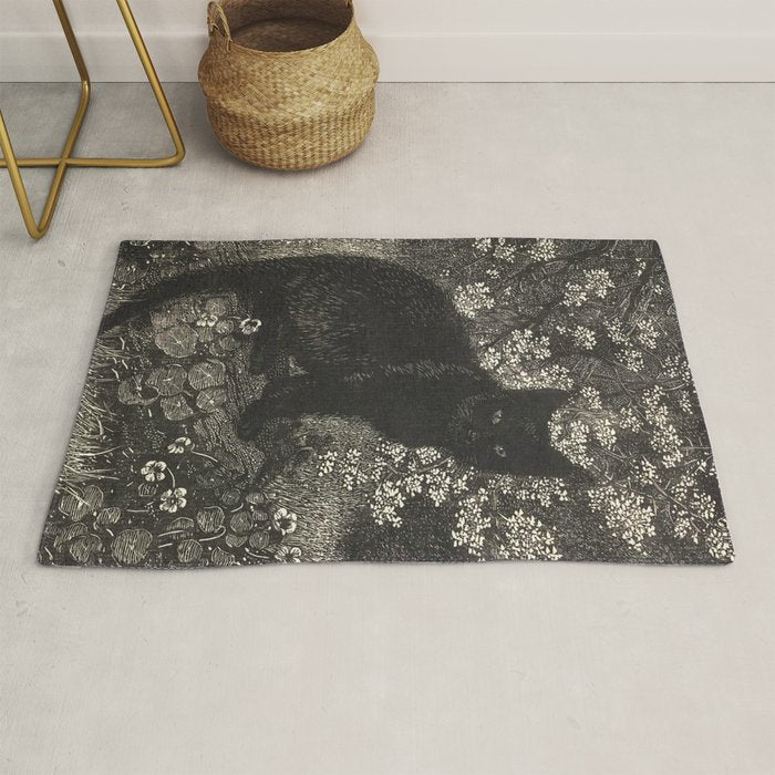 The witch - Lionel Lindsay - Wood Engraving Print Black Cat Gothic Rug Gallery Image 1