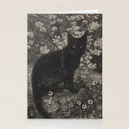 The witch - Lionel Lindsay - Wood Engraving Print Black Cat Gothic Stationery Card Gallery Image 2
