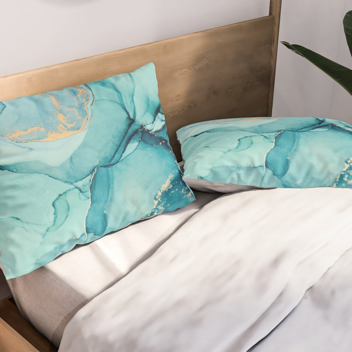 Abstract Turquoise Art Print By LandSartprints Pillow Sham Gallery Image 2