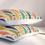 Midcentury Modern Multicolor Fish Pattern in Olive, Mustard, Orange, Teal, Beige Pillow Sham Gallery Image 3