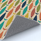 Midcentury Modern Multicolor Fish Pattern in Olive, Mustard, Orange, Teal, Beige Rug Gallery Image 4