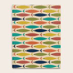 Midcentury Modern Multicolor Fish Pattern in Olive, Mustard, Orange, Teal, Beige Notebook Gallery Image 4