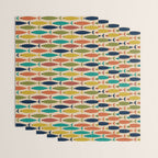 Midcentury Modern Multicolor Fish Pattern in Olive, Mustard, Orange, Teal, Beige Wrapping Paper Gallery Image 3