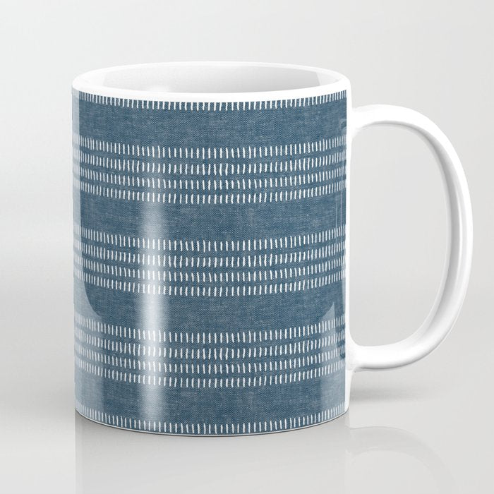 farmhouse stitch - navy blue Coffee Mug Gallery Image 1
