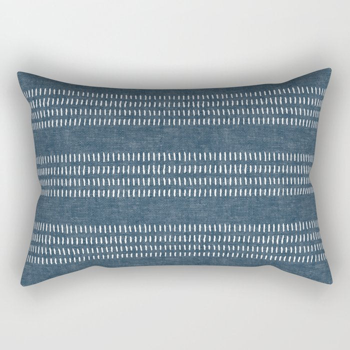 farmhouse stitch - navy blue Rectangular Pillow Gallery Image 2
