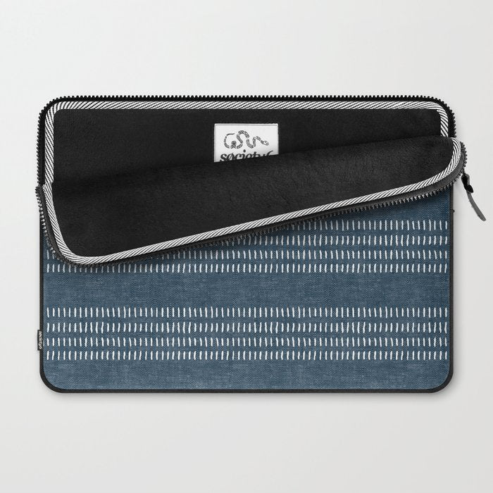 farmhouse stitch - navy blue Laptop Sleeve Gallery Image 2